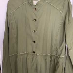 Caslon raw hem, peplum jacket.  Size M.